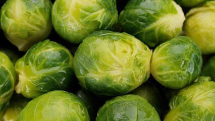 Wall Mural - Brussels sprout top view. Healthy vegan food concept