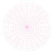 Pink polar grid with 10 concentric circles, 24 radial dividers, 15 degrees steps. Mandala template. Isolated png illustration, transparent background. Asset for pattern, overlay, montage.
