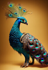 Wall Mural - 3D illustration of a fantasy peacock