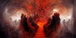 canvas print picture - The hell inferno metaphor, souls entering to hell in mesmerize fluid motion, with hell fire and smoke