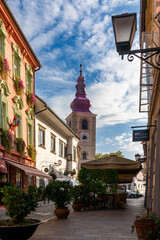 Poster - old town center of Ptuj with the historic tower and main square