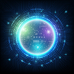 Wall Mural - abstract technology sphere with circuit lines diagram. the planet with the circuit board surface. ve