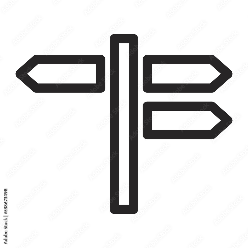 directions icon, black and white color, transparent background