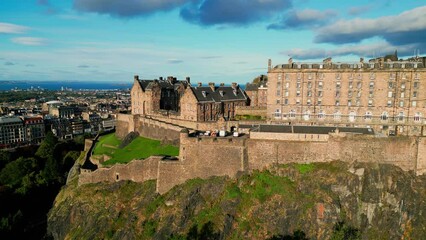 Wall Mural - Aerial view over Edinburgh Castle on Castle Hill