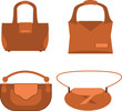 Illustration of a set of brown women's handbags