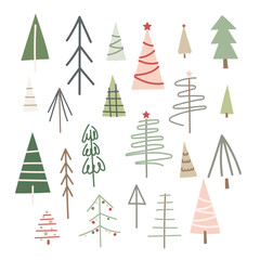 Set of Christmas trees. Vector illustration.