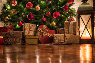 wrapped presents under the christmas tree