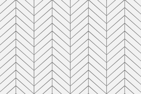 White chevron tile seamless pattern. Kitchen backsplash or bathroom floor zigzag texture. Stone or ceramic brick wall background. Exterior or interior decoration. Vector flat illustration