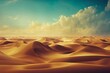 © 2rogan - 3d render, Surreal desert landscape with white clouds going into the yellow square portals on sunny day. Modern minimal abstract background