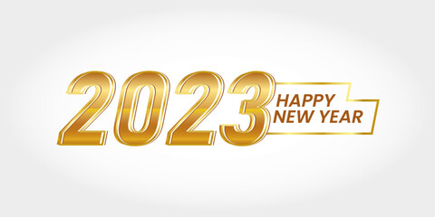 2023 3D golden happy new year text design