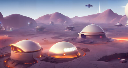 Wall Mural - colony on planet Mars, first martian city
