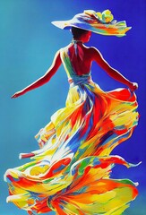 Aufkleber - Dancing illustration dance art background digital artwork colorful paint texture acrylic 
flowing colorful vibrant wallpaper festive celebration party dress fashion abstract event