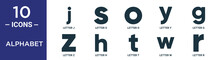 Alphabet Outline Icon Set Includes Thin Line Letter J, Letter S, Letter O, Y, G, Z, H Icons For Report, Presentation, Diagram, Web Design