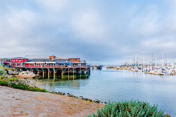 Wall Mural - Monterey Bay, California city and marina