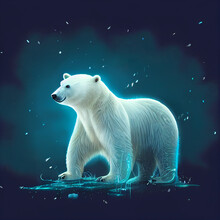Ai Generated Polar Bear With Starry Backdrop Illustration