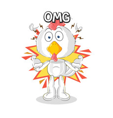 Wall Mural - chicken Oh my God vector. cartoon character