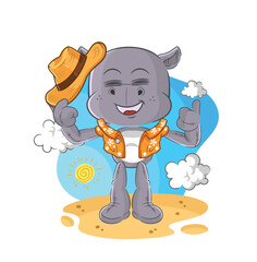 Canvas Print - hippopotamus go on vacation. cartoon mascot vector