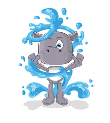 Sticker - hippopotamus fresh with water mascot. cartoon vector