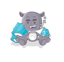 Poster - hippopotamus sleeping character. cartoon mascot vector