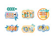 © topvectors - Plates with Different Seafood Like Carp, Sushi, Oyster and Shrimp Flat Vector Set