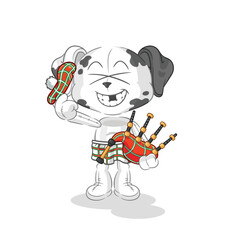 Wall Mural - dalmatian dog scottish with bagpipes vector. cartoon character