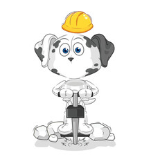 Wall Mural - dalmatian dog drill the ground cartoon character vector