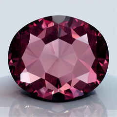 Oval Cut Rhodolite Garnet Gemstone, 3d illustration of Luxurious Oval Gemstone