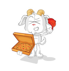 Wall Mural - mountain goat pizza delivery boy vector. cartoon character