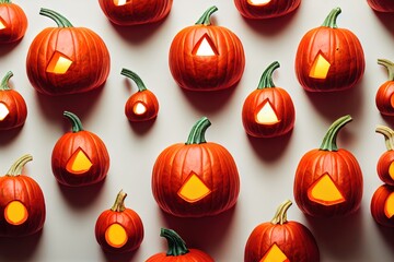 Wall Mural - Glowing Halloween Pumpkin isolated on white background