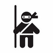 Cute cartoon character design of ninja with long stick weapon.