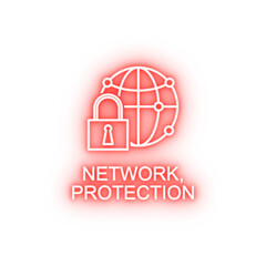 Poster - network protection outline neon icon