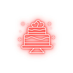 Poster - Cake heart neon icon