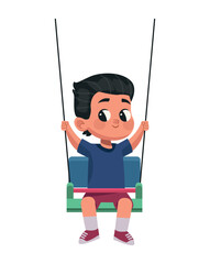 Sticker - little boy in swing