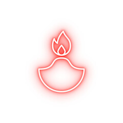 Canvas Print - Diwali oil lamp fire neon icon