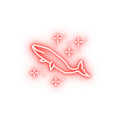 Wall Mural - Diving whale neon icon