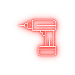 Canvas Print - Driller construction tool neon icon