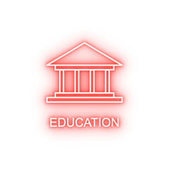 Poster - education building line neon icon