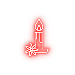 Sticker - Candle flower flame neon icon