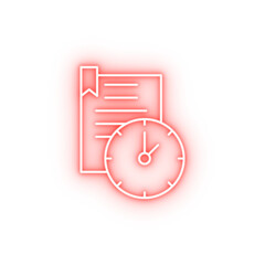 Poster - Work clock time document neon icon