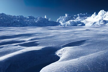 Wall Mural - huge high glaciers in winter natural conditions, the sea in ice, snow and blizzards. arctic winter s