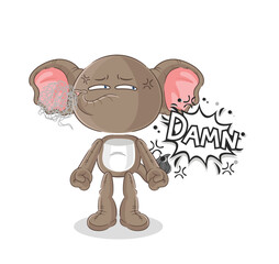 Sticker - elephant very pissed off illustration. character vector