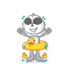 Poster - sloth with duck buoy cartoon. cartoon mascot vector