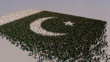 Pakistani Flag Formed From A Crowd Of People. Banner Of Pakistan On White.