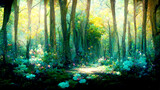 Fototapeta Londyn - Digital art of Surrealist landscapes, forest of fairytale
