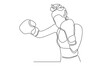 continuous line drawing of female boxing athlete