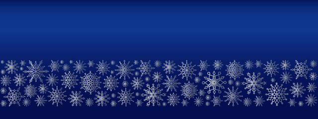 Blue background with silver snowflakes.