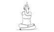 © barnawi - continuous line drawing of woman sitting in yoga pose