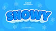 Editable text style effect - winter text with snow illustration