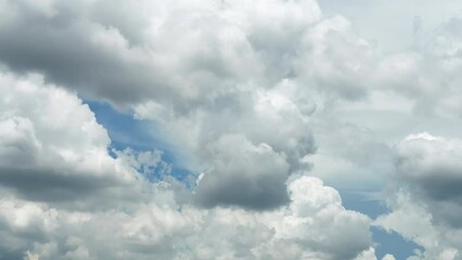 Wall Mural - White puffy clouds and blue sky time-lapse with long second duration for background and graphics in daylight.