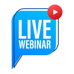 Wall Mural - live webinar button, icon, stamp logo illustration